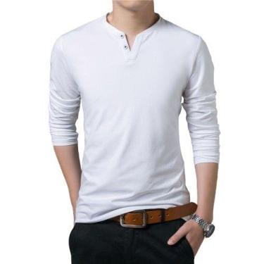 Imagem de Camiseta Henley Masculina J Silver Slim Fit Manga Longa 2 Botões - 6 C