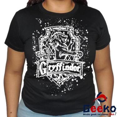 Imagem de Baby Look Grifinória 100% Algodão Harry Potter Blusa Feminina Hogwarts