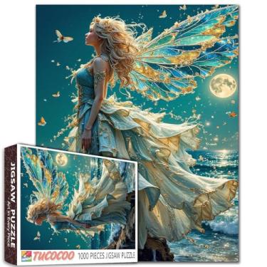 Imagem de Tucocoo Quebra-cabeça de fada do oceano adulto 1000 peças - fada com asas douradas, jogos artísticos em família, quebra-cabeça estimulante