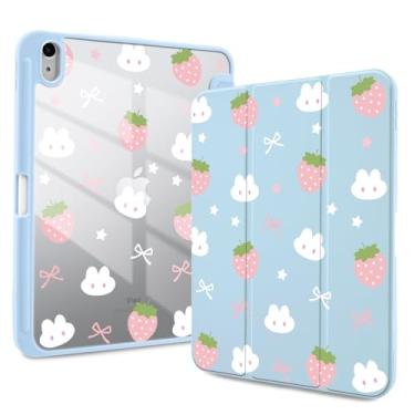 Imagem de Idocolors Capa para iPad 10ª/11ª geração (chip A16 2022/2025) 10,9 polegadas, capa à prova de choque, capa traseira transparente transparente com suporte para lápis, capa para despertar/dormir