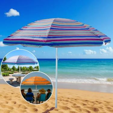 Imagem de Guarda Sol 2,40m Praia Piscina Camping Reforçado Grande Proteção UV Estrutura Forte Portátil Verão Família