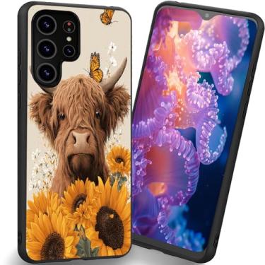 Imagem de RUUHLJLET Projetada para Samsung Galaxy S26 Ultra de 6,9 polegadas, capa fosca macia oferece proteção total (vaca highland girassol)