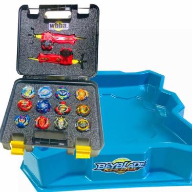 Imagem de Maleta piões 12unid beyblades sortidos + arena de batalha - Top Gyro