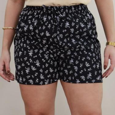 Imagem de Short Feminino Estampado Tecido Duna Com Bolso Leve e Soltinho - 40 Gr