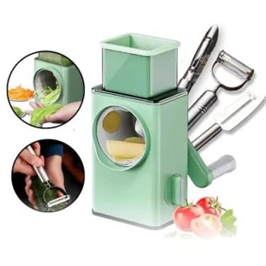 Imagem de Kit Cortador, Ralador e Fatiador de Legumes Inox + 3 Descascadores – Acessórios de Cozinha Multifuncionais, Aço Inoxidável, Fácil de Usar e Limpar – Ideal para Legumes, Frutas e Vegetais