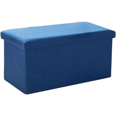 Imagem de Banqueta dobrável para pés com armazenamento, banco retangular de linho apoio para os pés para sala de estar, pátio, corredor - 76 x 38 x 38 cm (30 x 15 x 15 polegadas) - solução de armazenamento de