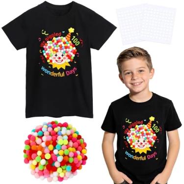 Imagem de BOARDFEB Kit DIY de 100 dias de escola para meninos e meninas, kit de artesanato dos 100 dias de escola com camiseta preta, 100 dias de artesanato para atividades de festa em sala de aula