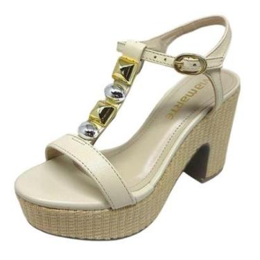 Imagem de Sandalia Feminina Salto Medio Elegante Conforto Via Marte-Feminino