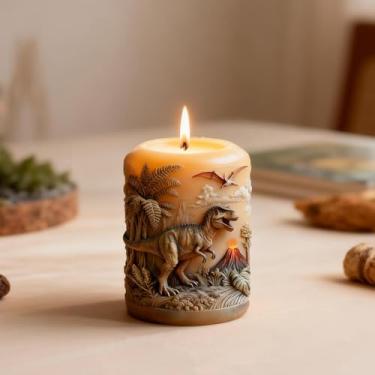 Imagem de Moldes de vela de dinossauro, moldes de vela de silicone 3D Dinosaur World, moldes de fundição de resina de dragão para artesanato de resina epóxi faça você mesmo, sabão e fabricação de velas