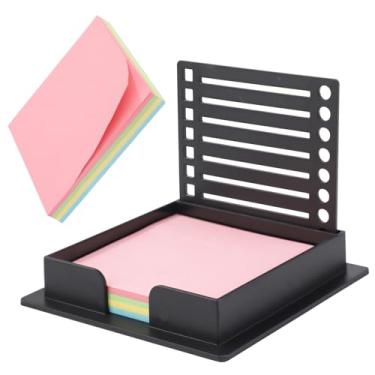 Imagem de Estêncil de notas adesivas com notas adesivas, suporte de bloco de notas adesivas de 8,7 x 8,7 x 1,7 cm com suporte de bloco de notas acrílico para mesa e escritório (preto)