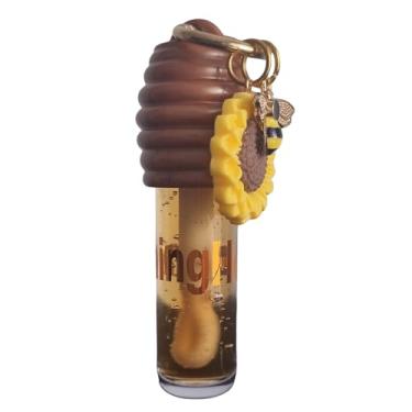 Imagem de LIP HONEY GLOSS COM AROMA DE MEL CHAVEIRO GIRASSOL E ABELHA GLOSS CHAVEIRO INFLUENCER TENDÊNCIA HIDRATANTE LABIAL FASHION