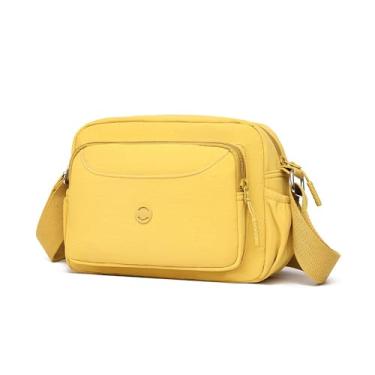 Imagem de Pequena bolsa transversal feminina com alça ajustável Hobo Bolsas de ombro para viagem, academia, casual, Amarelo, Bolsa tiracolo