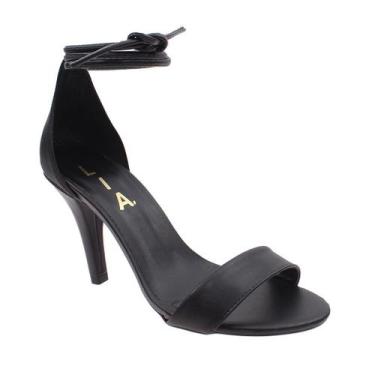 Imagem de Sandália Feminina Casual Salto Alto Fino Elegante 9 cm Tira Amarração 