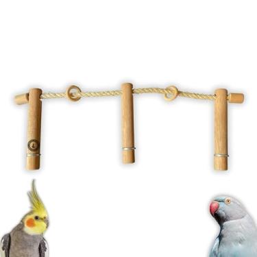Imagem de Poleiro Triplo com Corda de Sisal para Aves Pequeno e Médio Porte(45cm)