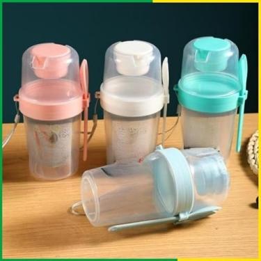 Imagem de Copo Salada 2 em 1 com Garfo e Mini Pote – Prático para Saladas, Iogurte, Aveia, Snacks e Lancheira (Azul)