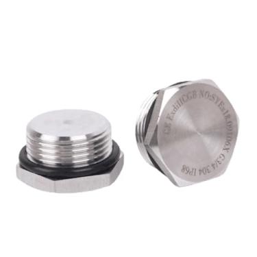 Imagem de 1 peça 1/10.2 cm 3/20.3 cm 1/5.1 cm 3/10.2 cm 2.5 cm NPT rosca macho métrica 304 anel de vedação de aço inoxidável cabeça sextavada tampa parafuso encaixe de tubulação (NPT1)