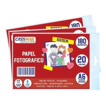 Imagem de Papel Fotográfico Brilhante 10x15 180g Cassmar 500 fls