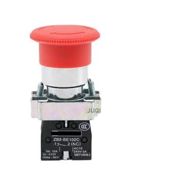 Imagem de XB2-BS542 Interruptor de botão rotativo de parada de emergência 1NC 2NC 1NO/1NC 2 posições bloqueio 22 mm botão de cabeça de cogumelo (XB2-BS542 1NO 1NC)