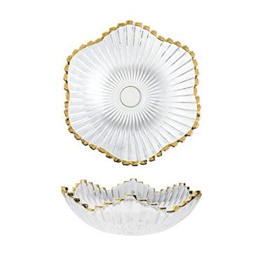 Imagem de Tigelas de frutas domésticas de vidro transparente prato de frutas mesa de café tigela de lanche de doces tigela de salada de sobremesa de grande capacidade prato decorativo de frutas prato de cesta