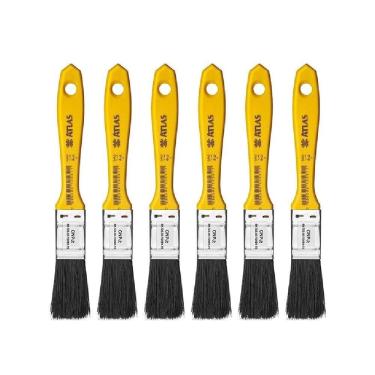 Imagem de Pincel Atlas, Trincha Média, Cerdas Pretas, 3/4" - 6 Unidades