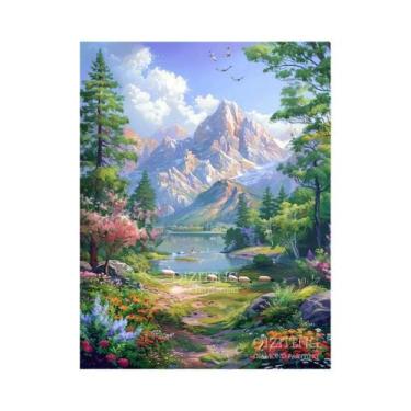 Imagem de Kit De Pintura Em Diamante 5D Paisagem Florestal Com Mosaico De Strass
