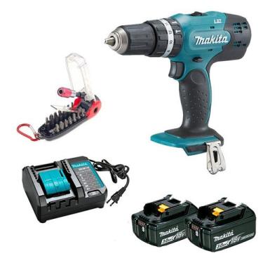 Imagem de Parafusadeira Makita 18V DHP453z + 2Bat 3A + carreg + Bits
