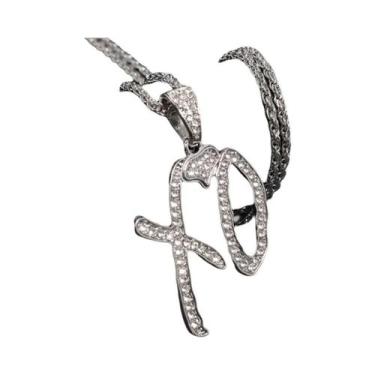 Imagem de Colar Unissex Hip Hop Com Pingente De Flor De Gelo Letra Xo Em Zircôni