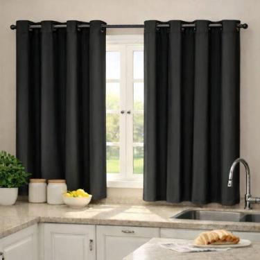 Imagem de Cortina Blackout Lisa Cozinha 2,40 X 1,40 Térmica E Moderna - Malu Enx