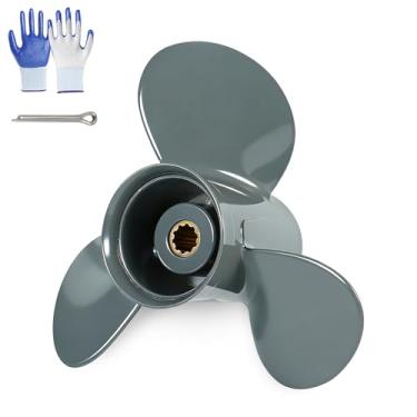 Imagem de Tonvesda Hélice de barco de popa de alumínio de atualização OEM para motores Honda 10 dentes estriados 25-30 HP, 9 1/4x12 9 7/8x9 9 7/8x10 9 7/8x11 9 7/8x12 9 7/8x13 (9 7/8x13)