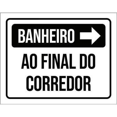 Imagem de Kit 3 Placas Sinalização - Banheiro Final Do Corredor