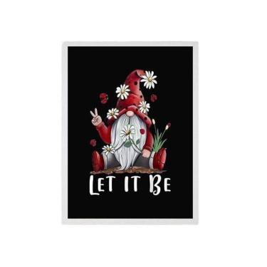 Imagem de Quadro Gnomo Zen Let It Be 45X34Cm Com Vidro Madeira Branca