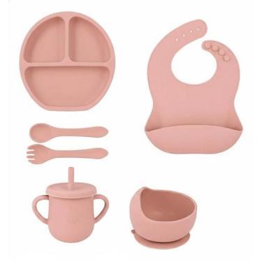 Imagem de Kit Introdução Alimentar De Silicone Para Bebê - 2W, Rosa Escuro