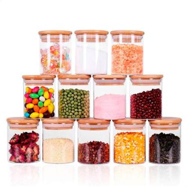 Imagem de Kit com 12 Potes 200ml de Vidro Herméticos Organizadores de Cozinha Ta