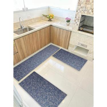 Imagem de Kit 3 peças Jogo Cozinha Passadeira Emborrachada Não Derrapa - De Cora