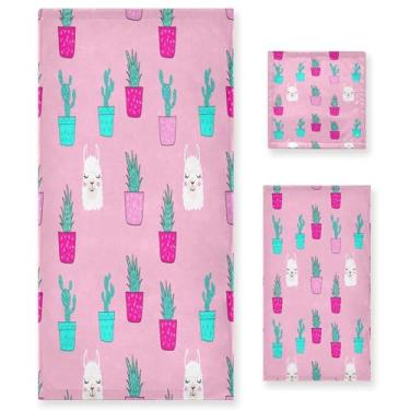 Imagem de xigua Lindo conjunto de toalhas de banheiro Lhamas absorvente macio 3 peças toalha de banho toalha de mão toalhas decorativas para banheiro, academia, hotel, praia, piscina