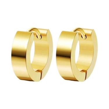 Imagem de Brincos De Argola Pendentes Em Aço Inoxidável Preto, Prata E Dourado C