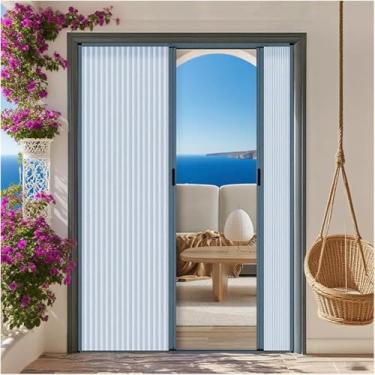 Imagem de Portas de armário deslizantes personalizadas - moldura de liga de alumínio, porta sanfonada de tecido celular para pátio, 142 x 203 cm - soluções interiores elegantes, design que economiza espaço