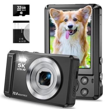 Imagem de Câmera digital – Câmeras digitais de 72 MP 5K com zoom de 16 x ponto de foco automático e câmera digital para fotografia – Câmera portátil compacta com tela UHD de 7,8 cm