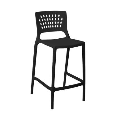 Imagem de Banqueta Alta para Bancada e Cozinha Preta Empilhável Marte em Polipropileno Acrilys