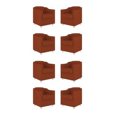 Imagem de Kit 08 Poltronas Tilla Consultório Recepção Sala Suede Cor:terracota