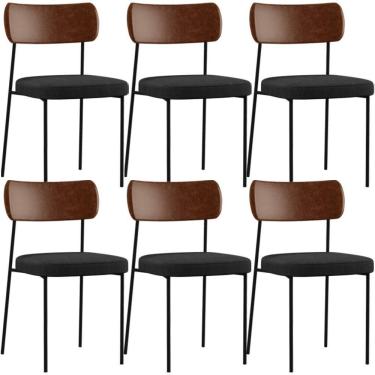 Imagem de Kit 06 Cadeiras Para Sala De Jantar Melina L02 Marrom Chumbo