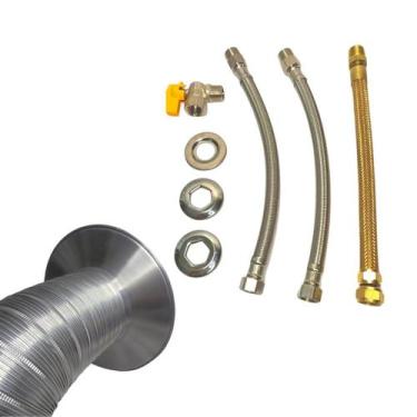 Imagem de Kit instalação Aquecedor de água a gás 1/2 Mangueiras 30cm + Kit de ex