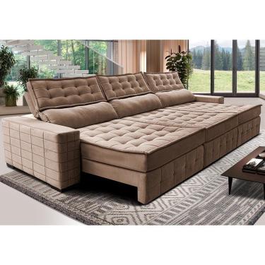 Imagem de Sofá Retrátil E Reclinável 3,85M Cama Inbox Big Puffer Com Softgel D40 Velupluma Castor