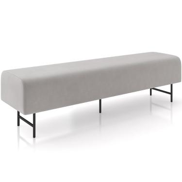 Imagem de Puff Recamier Decorativo Com Pés Industrial 195cm Novara P05 Veludo Cinza - Lyam Decor