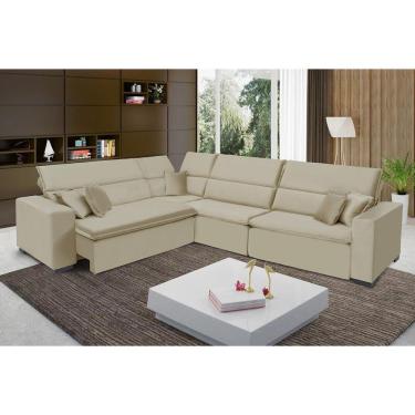 Imagem de Sofá Milão 2.50x3.75m De Canto, Retrátil E Reclinável - Bege