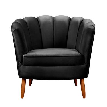 Imagem de Poltrona Ariel Petala Decorativa Com Pés De Madeira Speciale Home Preto