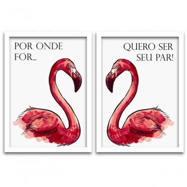 Imagem de Conjunto Quadros 2pçs 40X60 Quero Ser Seu Par Moldura Branca