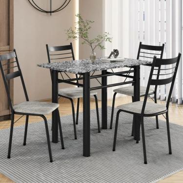 Imagem de Conjunto de Mesa e Cadeiras 77cm X 100cm Palma Preto/Grafiato/Ocre