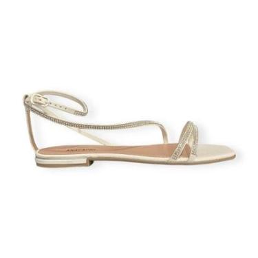 Imagem de Sandalia Rasteira Tiras Finas Strass Anacapri Feminino Branco-Feminino