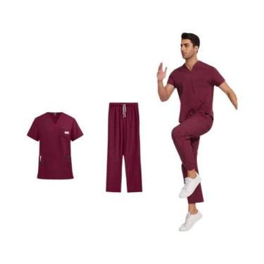 Imagem de Conjunto De Camiseta De Manga Curta Com Decote Em V E Calças Retas Uni